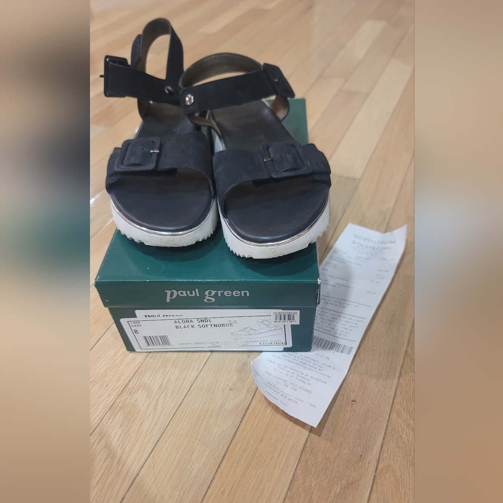Paul Green Black Softnubuk Sandals